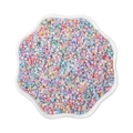 Mix of pastel macaron colored glass seed beads in a white floral ceramic bowl - 10g/Pack (Approx. 1000 Pcs, 2mm) / Random Mixed Colors