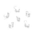 Bright silver plated ball crimp covers with loop for DIY jewelry making set of six - Round / 5x10mm / Thick Silver