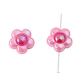 Pink iridescent acrylic sunflower beads for DIY jewelry making with hole detail - Sun Flower Shape / 4 Pieces/Pack (16x9mm) / Pink