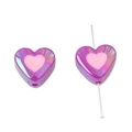 Purple heart acrylic beads with iridescent AB coating and pink center for DIY jewelry - Heart-Shaped / 4 Pieces/Pack (17x15mm) / Purple
