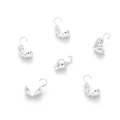 Silver 14K gold plated shell-shaped jewelry fold-over end clasp connectors for DIY crafts - Heart / 5x10mm / Thick Silver
