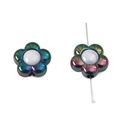 DIY colorful electroplated flower-shaped beads with pearlescent center for phone charms - Sun Flower Shape / 4 Pieces/Pack (16x9mm) / Black