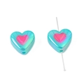 Blue and red heart-shaped DIY craft beads with a polished glossy finish for jewelry - Heart-Shaped / 4 Pieces/Pack (17x15mm) / Green