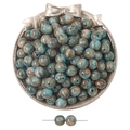 DIY retro resin beads with blue and brown marble texture on vintage silver tray - Round Beads / 10 Pieces (Approx. 10mm, Hole 1.5mm) / Blue Coffee Marble