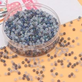 Perline di vetro smerigliato colorato da 2-4mm in scatola rotonda per gioielli fai da te - Grigio