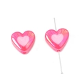Pink heart-shaped iridescent beads for DIY jewelry with through-hole design - Heart-Shaped / 4 Pieces/Pack (17x15mm) / Rose Red