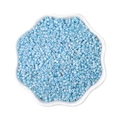 Short cylindrical light blue glass seed beads with iridescent finish in a white bowl - 2mm (10g/Pack, Approx. 1000 Pieces) / Blue