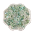 Iris iridescent 5mm square glass beads in white flower bowl for DIY jewelry making - 5mm Hole approx 1mm 11g/Pack approx 50 Pcs / Green Mix