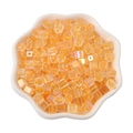 Vibrant orange 5mm square glass beads with AB rainbow coating for DIY jewelry making - 5mm Hole approx 1mm 11g/Pack approx 50 Pcs / Dark Yellow