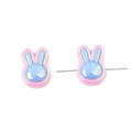 Iridescent acrylic rabbit beads in pink and blue for DIY handmade jewelry crafts - Rabbit / 4 Pieces/Pack (24x17mm) / Pink Blue Patchwork Plaid