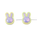 DIY colorful acrylic rabbit beads with purple pink gradient for handmade jewelry making - Rabbit / 4 Pieces/Pack (24x17mm) / Yellow and Purple Patchwork