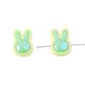 DIY green resin bunny beads with glossy dual-tone finish and horizontal hole - Rabbit / 4 Pieces/Pack (24x17mm) / Yellow and Green