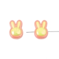 Lustrous pink and yellow rabbit-shaped beads for DIY jewelry making and phone chains - Rabbit / 4 Pieces/Pack (24x17mm) / Orange Yellow Patchwork