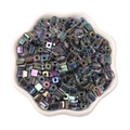 Iris iridescent cube glass beads with vertical texture for DIY jewelry making - 5mm Hole approx 1mm 11g/Pack approx 50 Pcs / Black