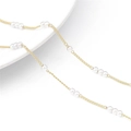 14k gold plated chain with white pearls for DIY jewelry making and elegant crafts - 50cm/Pack / Style 01 3.0 Artificial Pearl 135S Distance 2.0CM