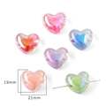 Perline a cuore iridescenti da 21mm in acrilico pastello per creazioni di gioielli DIY - Cuore / Set di 4 / Bicolore Colorato