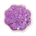 DIY purple transparent square glass beads with vertical stripes for jewelry making - 5mm Hole approx 1mm 11g/Pack approx 50 Pcs / Deep purple
