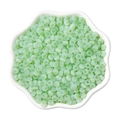 4mm light green cat eye glass seed beads stored in a white flower-shaped ceramic bowl - 4mm 10g/Bag / Grass Green
