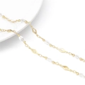 14k gold plated chain with transparent crystal beads and hollow diamond metal parts - 50cm/Pack / Style 03 Hollow Rhombus + Copper Bead Clip