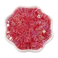 Iridescent peach pink square glass sugar beads for DIY jewelry making in petal bowl - 5mm Hole approx 1mm 11g/Pack approx 50 Pcs / Red