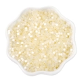 2.5mm cream white antique cat-eye glass seed beads in a white petal-shaped ceramic bowl - 2.5mm (10g/Pack) / Beige