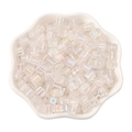 Iris iridescent transparent glass cube beads for DIY jewelry and beaded bracelets - 5mm Hole approx 1mm 11g/Pack approx 50 Pcs / Clear