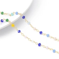 Handmade 14k gold plated faceted colorful bead chain for DIY jewelry making - 50cm/Pack / Style 08 Wrapped Bead 11-Color Mixed