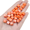 Pearlescent orange 8mm square ceramic bead for DIY handmade jewelry and bracelets - Orange Red