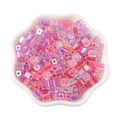 5mm cube glass beads with iridescent pink and purple gradient for DIY jewelry making - 5mm Hole approx 1mm 11g/Pack approx 50 Pcs / Purple Red Mix