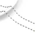 14k gold plated chain with white pearls and black beads for DIY jewelry making - 50cm/Pack / Style 10 2.0 Artificial Pearl + 1.7 Seed Bead Black