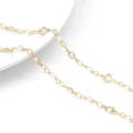 14k gold plated chain component with white pearls and heart crystal charms - 50cm/Pack / Style 11 Wrapped Artificial Pearl + Heart Zirconia White