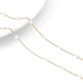 Close-up of 14k gold plated chain with delicate white pearls for DIY jewelry making - 50cm/Pack / Style 12 3.2 Artificial Pearl + Curb Chain