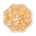 Champagne 5mm square glass beads with AB aurora coating for DIY jewelry making - 5mm Hole approx 1mm 11g/Pack approx 50 Pcs / Beige
