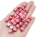 Pink cube ceramic beads with glossy finish for DIY jewelry and handmade bracelets - Watermelon red