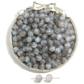 Translucent grey mermaid resin round beads with blue luster for DIY jewelry making - Gray