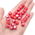 Vibrant red 8mm square ceramic beads with polished glaze for DIY handmade jewelry crafts - Red