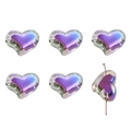 Vue détaillée de perles en verre irisées en forme de cœur pour la création de bijoux - Ouverture env. 3 mm, noir transparent, lot de 4 / Coeur 21x15mm