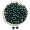 Deep green glitter resin round beads with sparkling sequins for DIY jewelry making - Green
