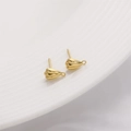 Close-up of 14K gold plated shell-shaped earring studs with loop for DIY jewelry making - Striped Water Drop 5x9mm (FGT272) 4 Pieces/Pack / Gold