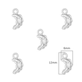Five silver crescent moon pendants with crystals, sized 12mm x 6mm for DIY jewelry making - Small Moon / 2 Pcs/Set / White Gold