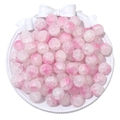 Pink and white crackle glass beads in round shape for DIY handmade jewelry bracelets - 10mm (30 Pieces Per Pack) / Pink