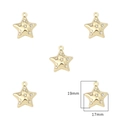 Golden star pendants with clear crystals for DIY jewelry making set of 5 pieces - Pentagram / 2 Pcs/Set / Gold