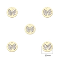 Golden round 10mm charms with rhinestone bow for DIY jewelry making and crafting - Round Bowknot / 2 Pcs/Set / Gold