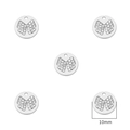 Set of five 10mm silver alloy butterfly charms with white rhinestones for DIY jewelry - Round Bowknot / 2 Pcs/Set / White Gold