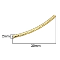 Golden brass 2mm x 30mm curved tube bead with faceted texture for DIY jewelry making - Gold Spiral Twisted Curved Tube (No. 6, 1pc)