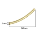 Golden 2x30mm curved tube bead for DIY jewelry making with textured metal finish - Gold-Tone Hammered Curved Tube (Size 7, 1pc)