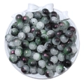 Mixed dark green and purple glass beads for DIY jewelry making in a white display dish - 10mm (30 Pieces Per Pack) / Green Black Mixed