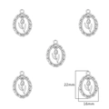 Silver tulip flower pendant charms in 22x16mm size for DIY earring and bracelet making - Hollow Tulip / 2 Pcs/Set / White Gold