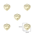 Pack of 5 heart-shaped gold alloy pendants with Sweetie engraving and wavy edges - Heart (SWEETIE) / 2 Pcs/Set / Gold