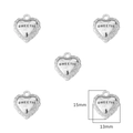 Silver alloy heart-shaped charms with Sweetie engraving, 15mm size for DIY jewelry making - Heart (SWEETIE) / 2 Pcs/Set / White Gold